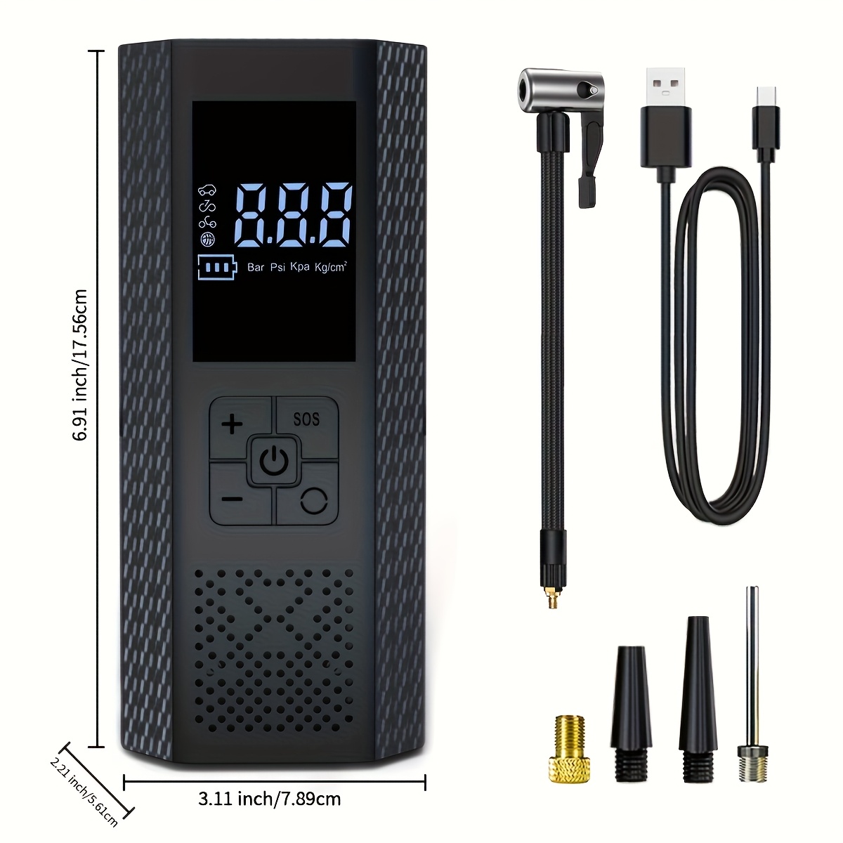 Portable Air Compressor Tire Pump, 150PSI Car Tire Air Pump with Tire Pressure Gauge, LED, 3x Faster One-Click Smart Wireless Tire Inflator for Cars, Motorcycles, Bicycles, Balls, etc - Image 2