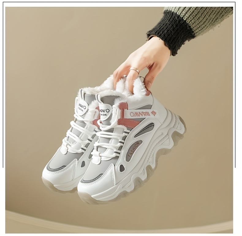 Women'S Winter Warm High-Top Sneakers - Thick Cushioned PVC Sole, Lace-Up Closure, Non-Slip Traction - All-Season Everyday & Formal Shoes - / - for, Ladies Sneakers