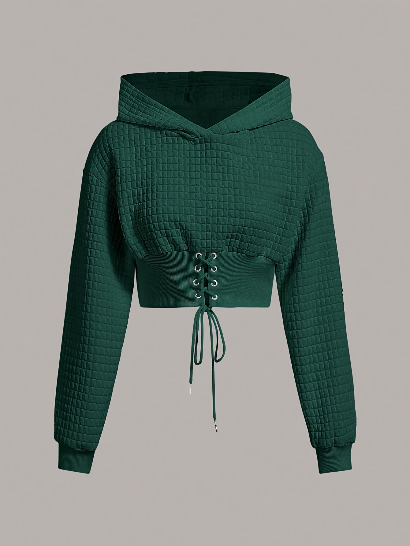 Women's Elegant Solid Color Hooded Sweatshirt - Casual Pullover Sweater with Hood & Drawstring, Spring/Fall Layering Piece, Machine Washable, Soft Warm Sweater for or Weekend (Available in White/Black/Navy/Gray/Brown) - Easy Care & Versatile - Image 4