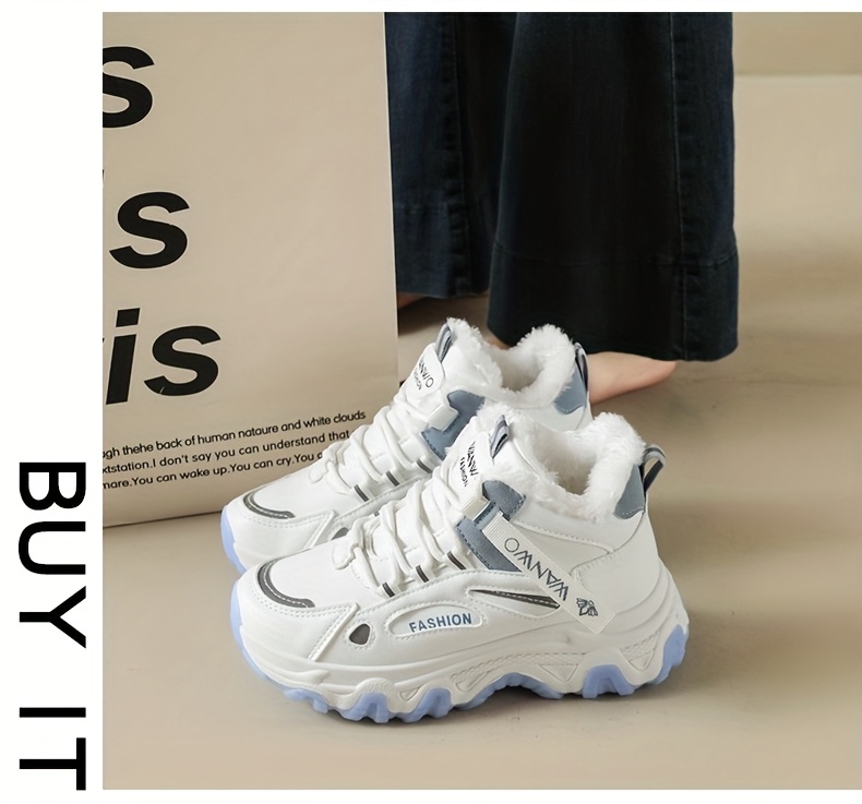 Women'S Winter Warm High-Top Sneakers - Thick Cushioned PVC Sole, Lace-Up Closure, Non-Slip Traction - All-Season Everyday & Formal Shoes - / - for, Ladies Sneakers