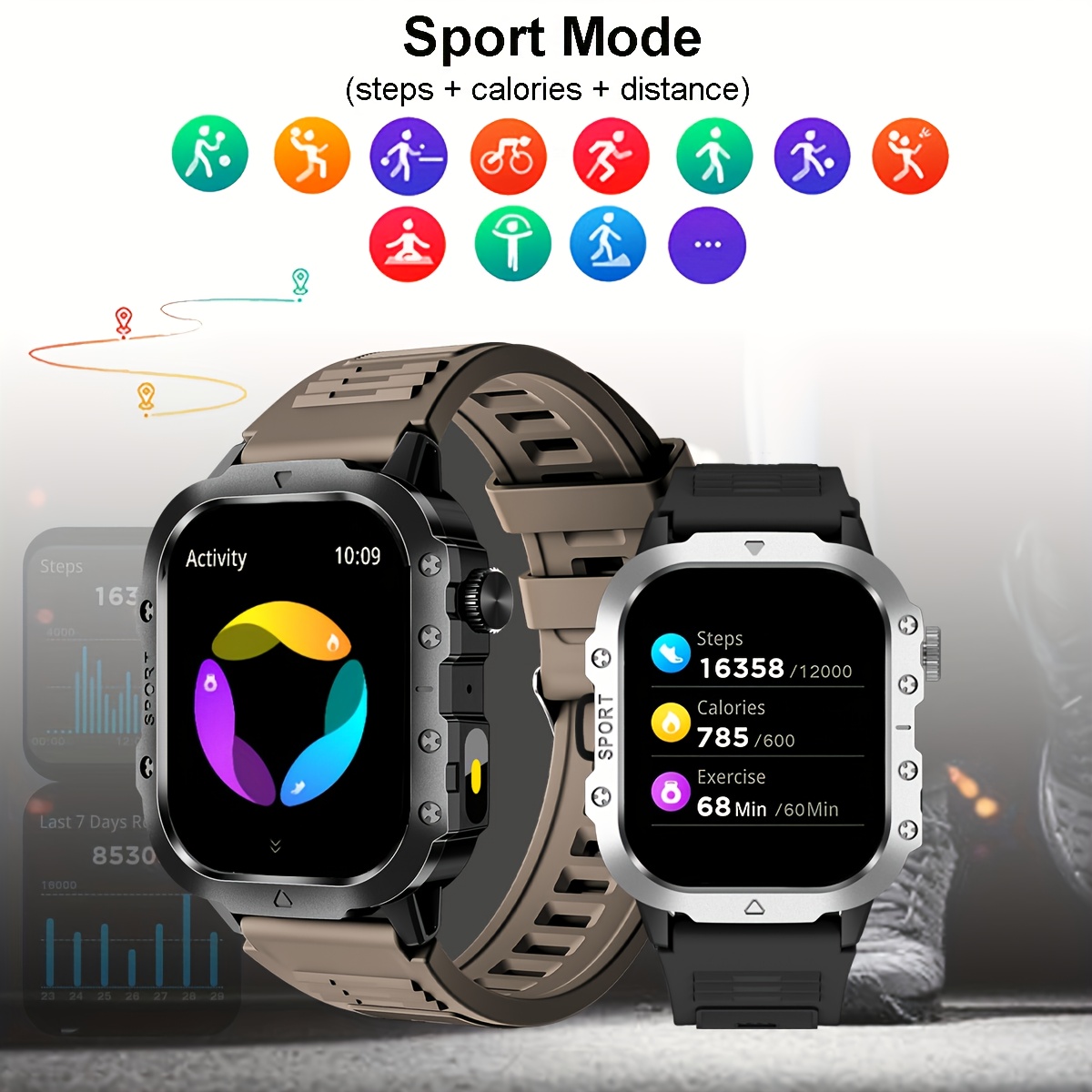 New Smart Watch 5.11 cm Large Screen LED Flashlight Outdoor Sports Watch Altimeter Barometer 100+Sports Mode Multimedia Information Viewing Weather Pedometer Fitness Tracker Compatible with Android for iphone Perfect Holiday Gift, Outdoor Activity Watch, Multimedia Viewing Watch, Modern Wearable Tech, Stylish Fitness Tracker, Durable Smartwatch, Longlasting Battery, Multifunctional Watch, LED Light Watch, Fitness Enthusiasts, Techsavvy Users, Altimeter Watch, Outdoor Gear Watch