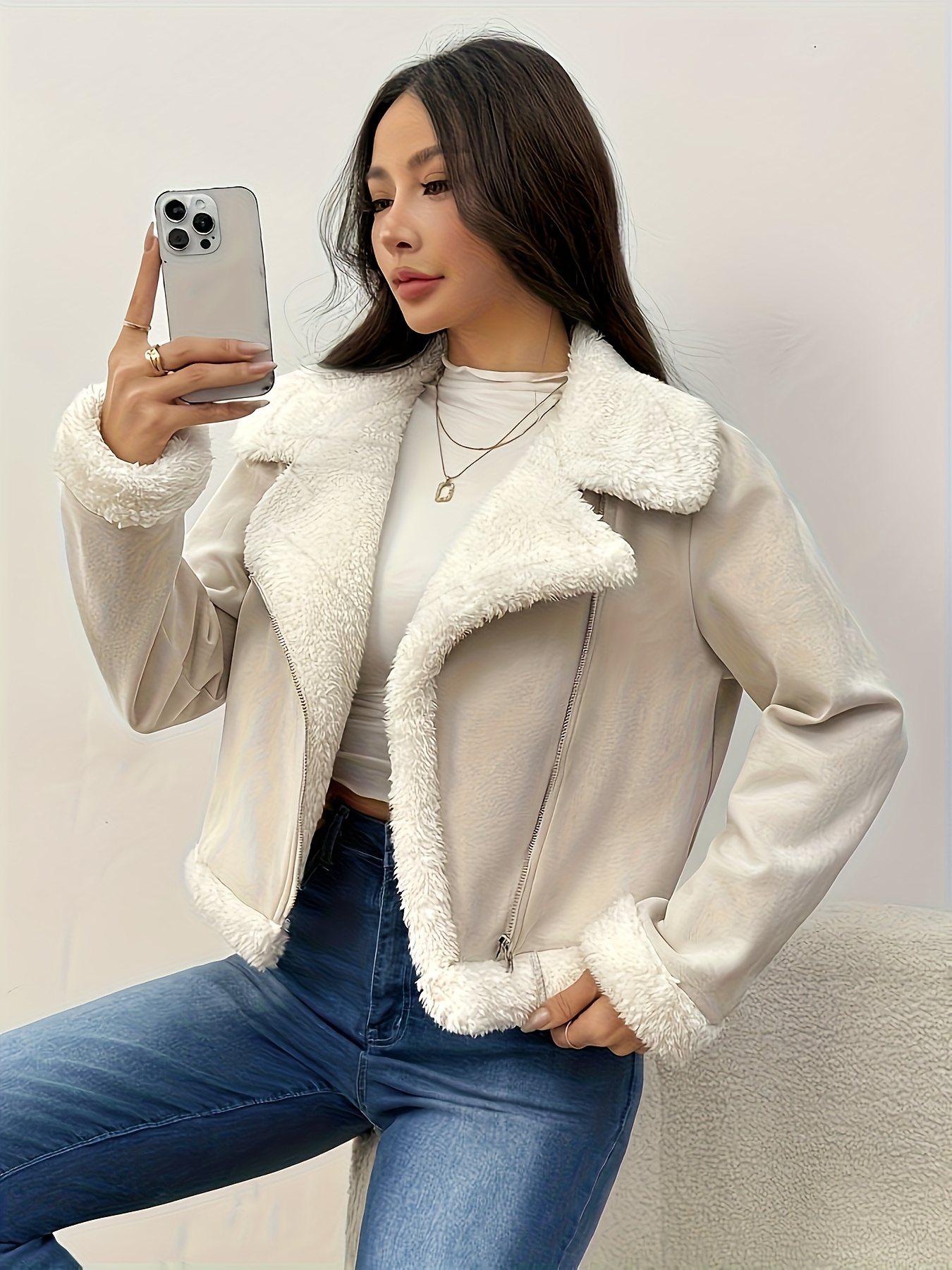 Women'S Elegant Winter Jacket - Thick Warm Coat with Zipper Closure, Formal & Everyday Outerwear, Non-Transparent Cold Weather Blazer for Women, Chic Office to Party Outfit for Fall/Winter, Ladies Winter Coats