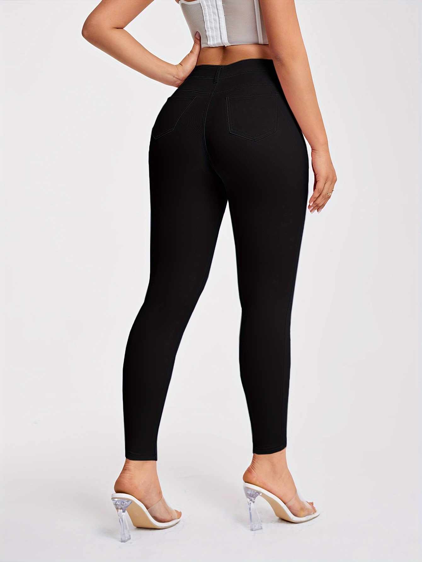 Women's Stretchy Pink Leggings - Casual, High-Waist, Non-See-Through, Machine Washable - Perfect for Spring/Summer