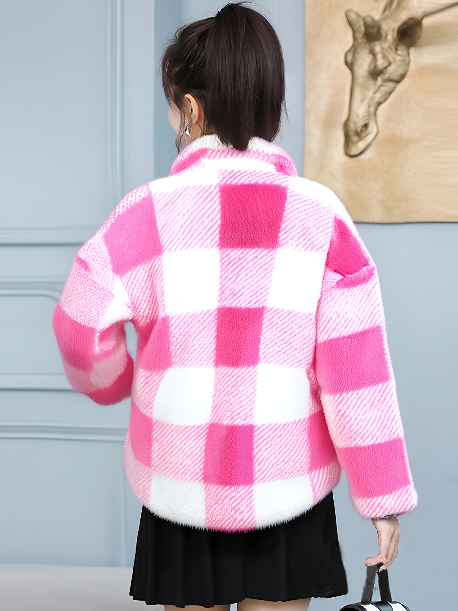 Women'S Cozy Fleece Jacket - Soft Plaid Coat with Button Front Closure, Long Sleeve Winter Outerwear for Fall & Winter, & Brown Tartan Pattern - Image 11