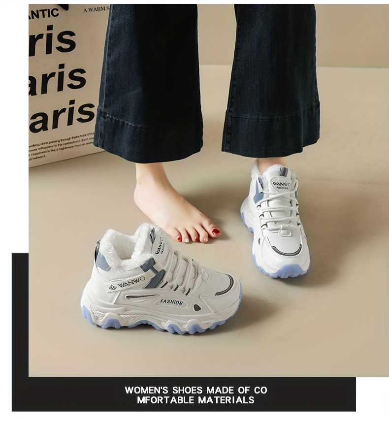 Women'S Winter Warm High-Top Sneakers - Thick Cushioned PVC Sole, Lace-Up Closure, Non-Slip Traction - All-Season Everyday & Formal Shoes - / - for, Ladies Sneakers