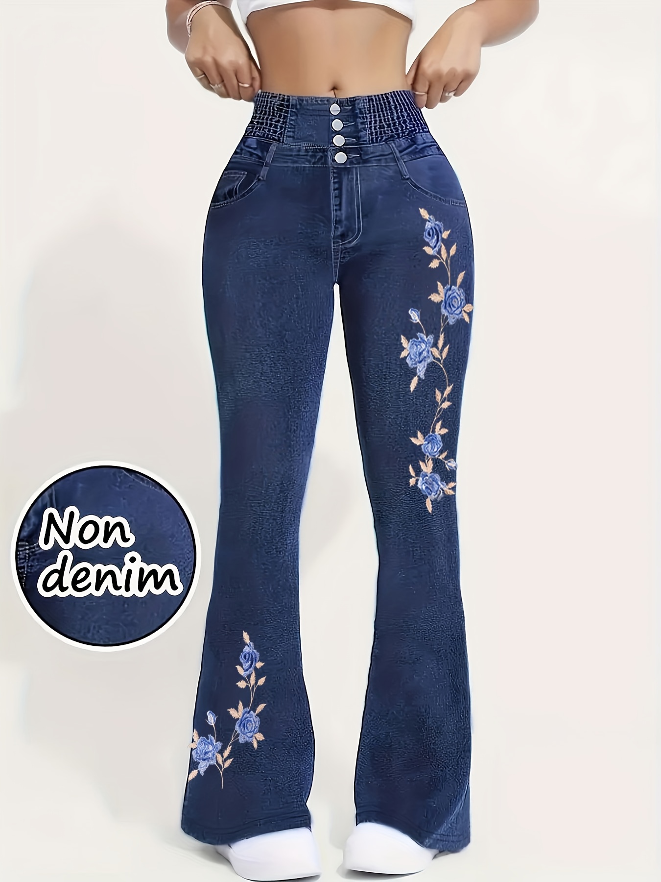 【imitation denim】[imitation Faux Denim]New Style Imitation Faux Denim Blue Women'S Slim-Fit Leggings - Elegant Stretchy Flared Long Pants, Suitable for All Seasons, Can Be Worn As Casual Or Formal Attire, Machine Washable, Comfortable And Stylish High-End Tights, Durable Design, Perfect for Everyday Wear, Fashionable Style, Elastic Fabric, Exclusively for Adult Women, Elegant Pants For Women, Pants For Women, Faux Denim For Women, Blue Leggings For Women, Leggings For Women On