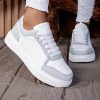 Women'S Casual Low-Top Lace-Up Sneakers - Breathable Lining, Lightweight PU & EVA Sole, White Geometric Design, All-Season Comfort for Outdoor Walking, Travel & Daily Wear, Durable & Stylish, Perfect for Live Streaming or Retail, Versatile Lifestyle Shoes | Minimalist Design | Comfortable Fit Shoes