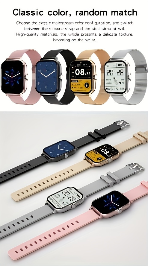 New Full Touch HD Sports Smartwatch for Men & Women - Wireless Calling, Motion Tracking, Photography, Music Control, Compatible with Android & for iPhone, USB Rechargeable, 4.65cm Display, Alloy Band, 240P Resolution, Perfect Gift for Men & Women