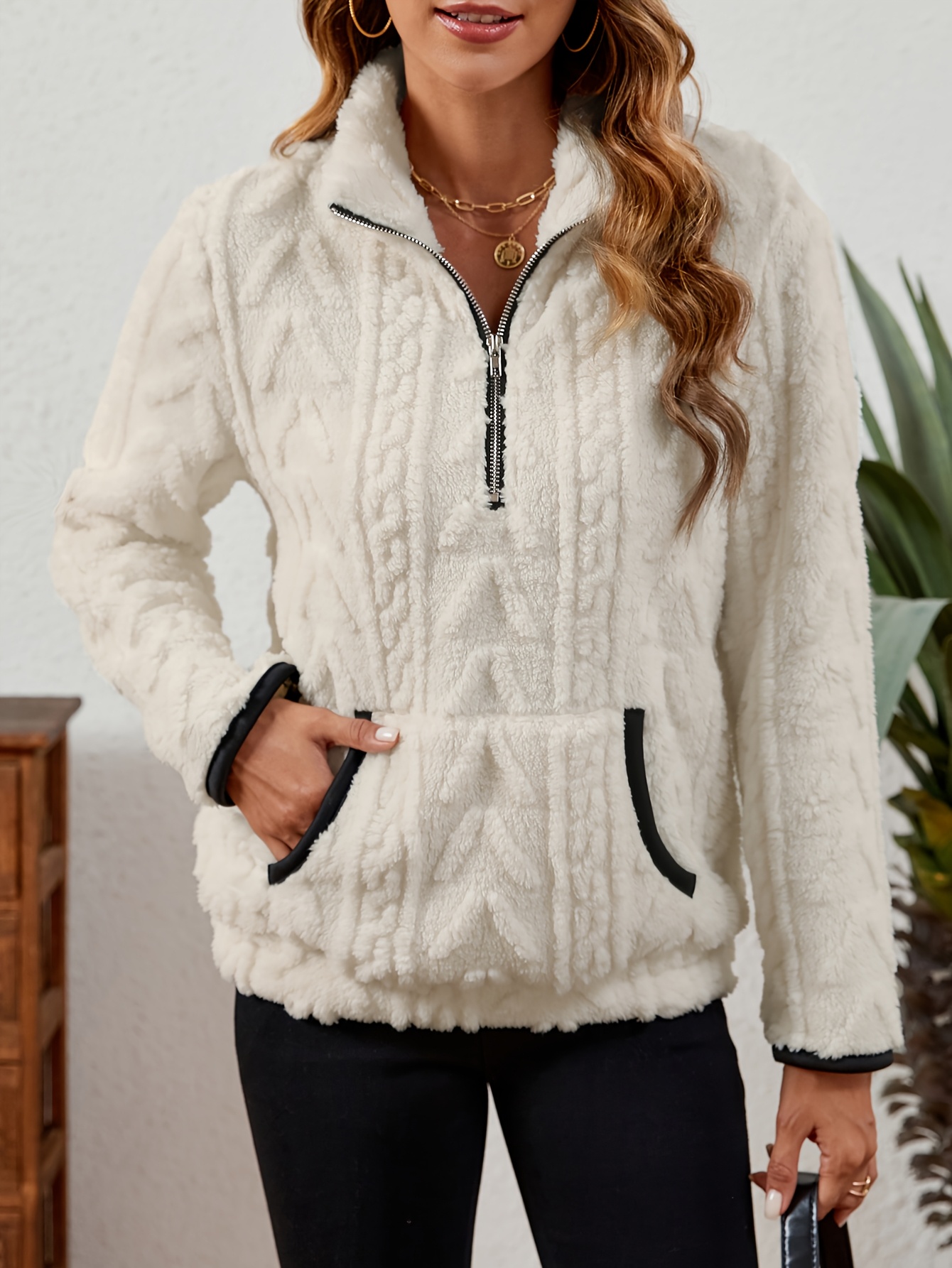 Women'S Cozy Fleece Zip-Up Sweatshirt with Large Pockets - Gray, Long Sleeve, Casual Fall/Winter Pullover, Casual Winter Wear | Zipup Pullover | Zippered Sweatshirt, Curvy/ Women Coat, Fur Trimmed Tube Dress, Women Winter Clothes, Beautiful Bag For Women, Sweatshirt Women, Pullover Women, Autumn Clothes Women