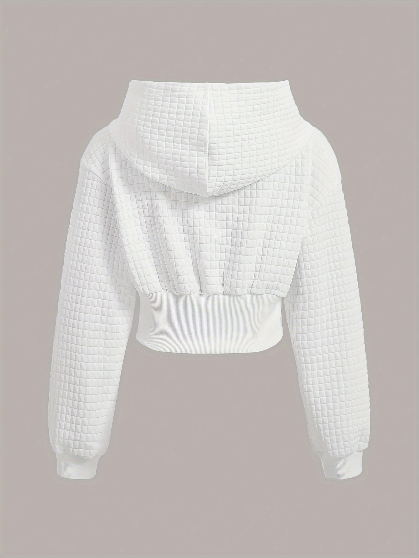 Women's Elegant Solid Color Hooded Sweatshirt - Casual Pullover Sweater with Hood & Drawstring, Spring/Fall Layering Piece, Machine Washable, Soft Warm Sweater for or Weekend (Available in White/Black/Navy/Gray/Brown) - Easy Care & Versatile - Image 8