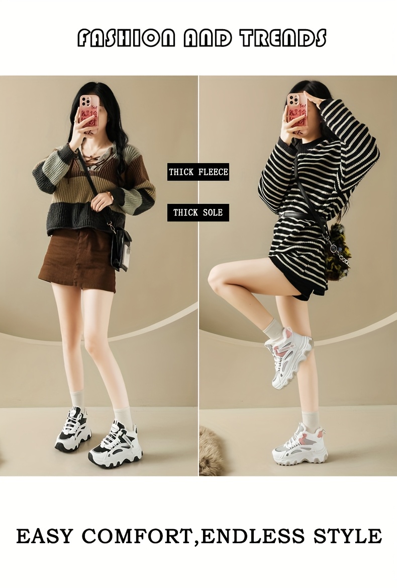 Women'S Winter Warm High-Top Sneakers - Thick Cushioned PVC Sole, Lace-Up Closure, Non-Slip Traction - All-Season Everyday & Formal Shoes - / - for, Ladies Sneakers