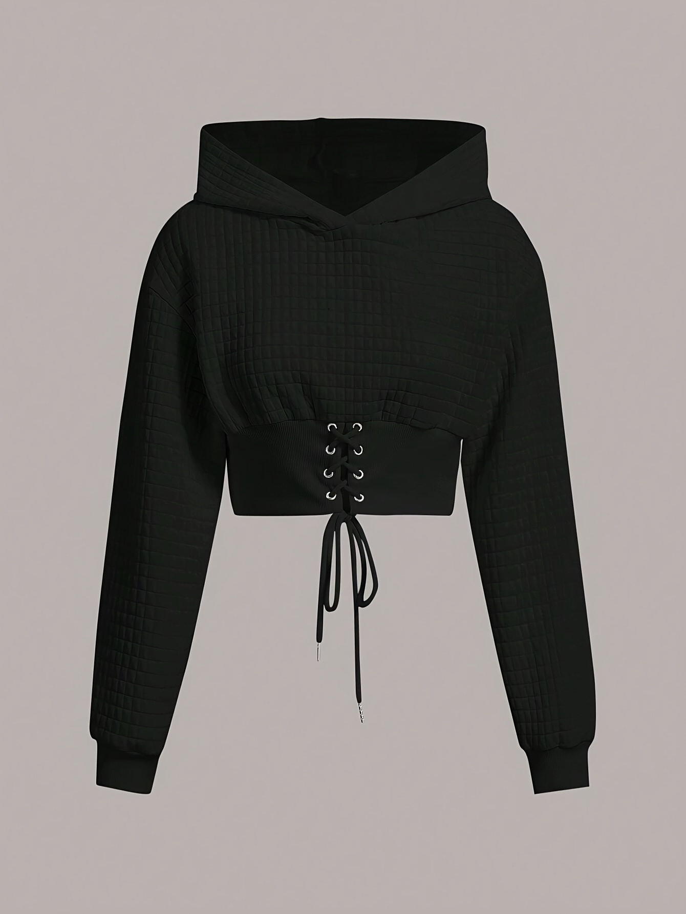 Women's Elegant Solid Color Hooded Sweatshirt - Casual Pullover Sweater with Hood & Drawstring, Spring/Fall Layering Piece, Machine Washable, Soft Warm Sweater for or Weekend (Available in White/Black/Navy/Gray/Brown) - Easy Care & Versatile - Image 2