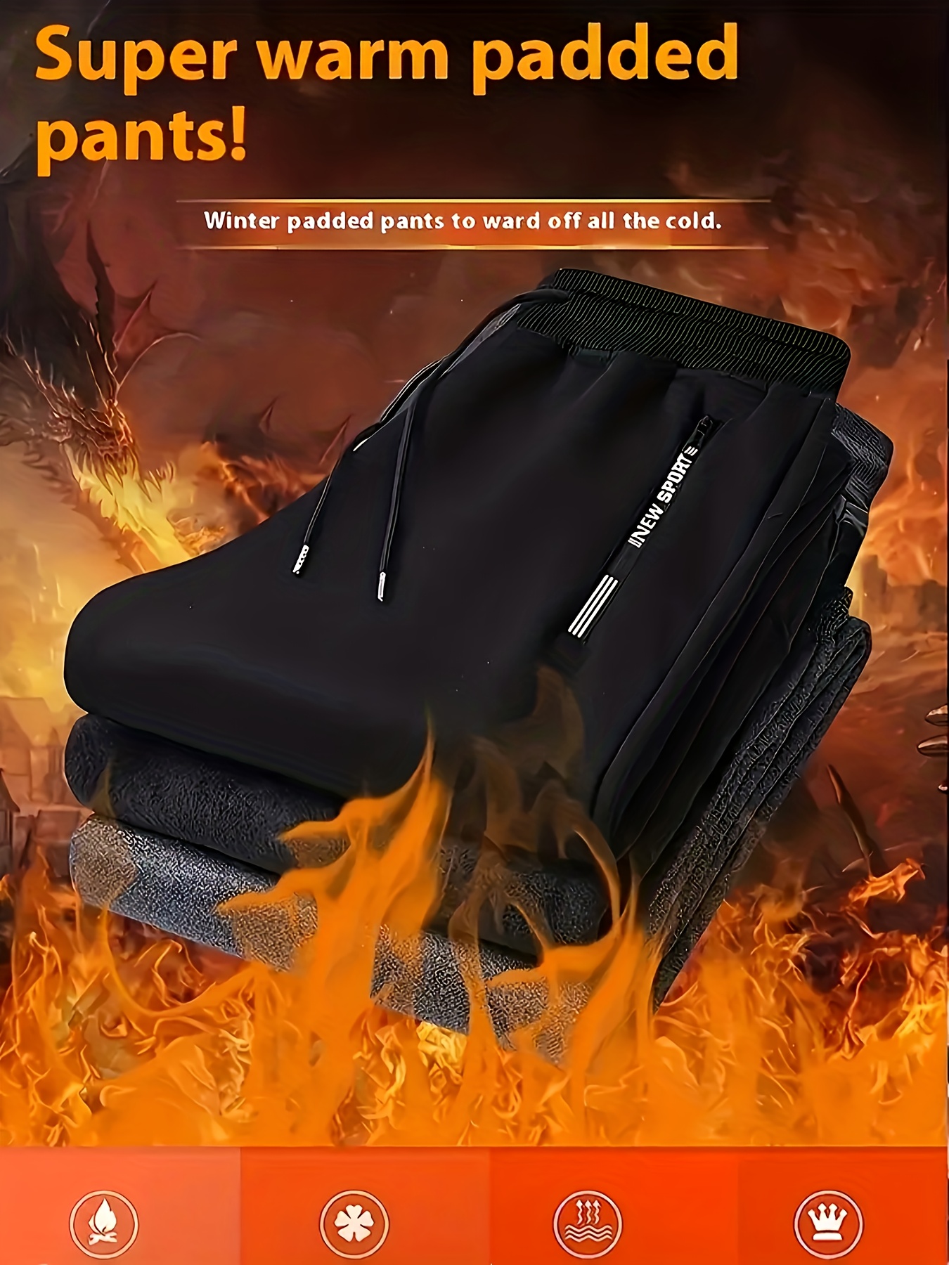 Men'S Fleece-Lined Warm Running Pants | Comfortable Soft Fabric, Dual-Side Zipper Pockets, Drawstring Waist, Ideal for Winter, Casual Style, Solid Color