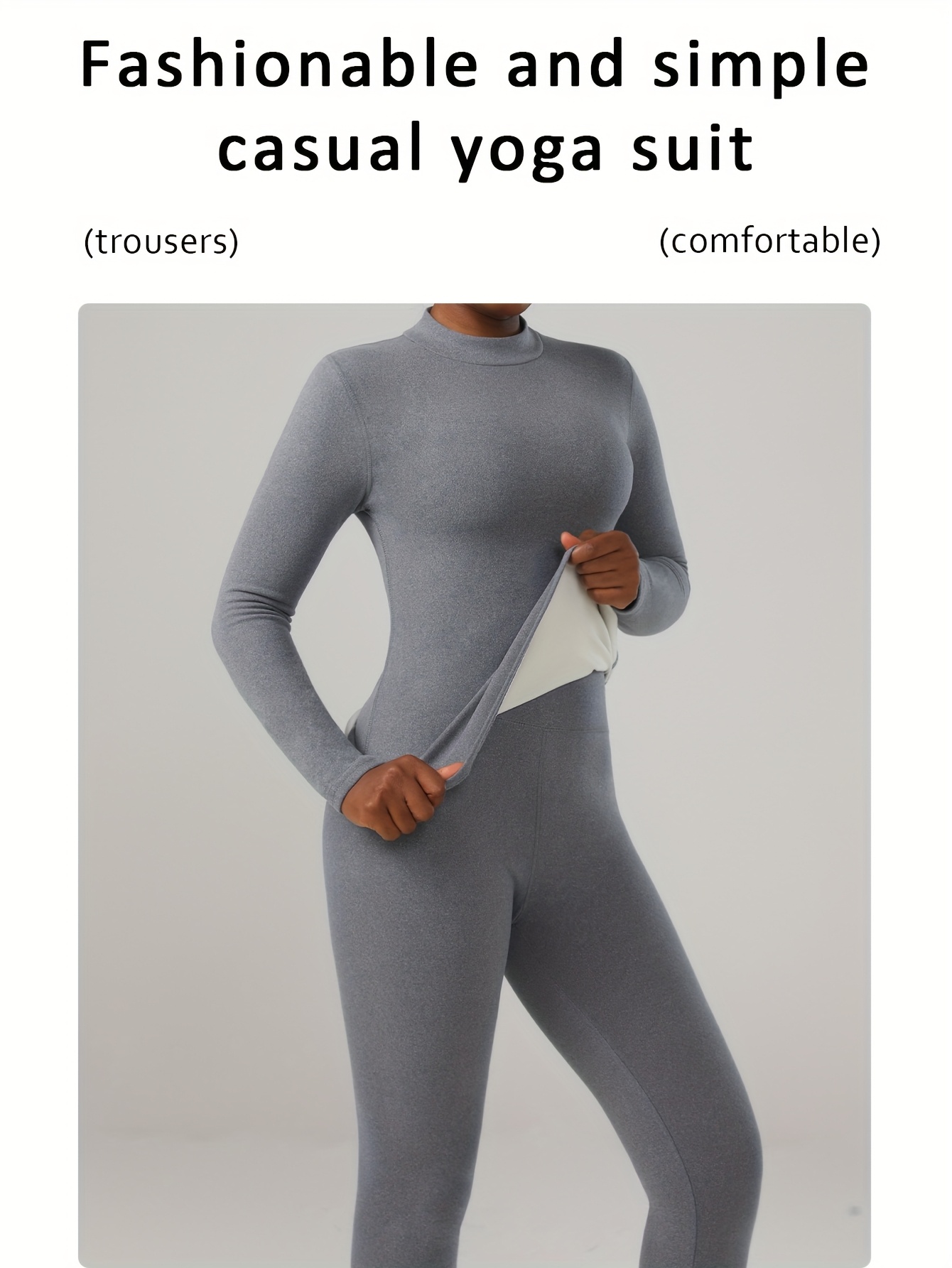 [Warm Fleece-Lined Thermal Set] 2pcs Set - Women's Fleece-Lined Thermal Underwear | Autumn/Winter Thickened Warm Long-Sleeve High-Neck Top and Pants, Elastic Casual Comfortable