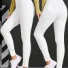 Women's White High-Waisted Skinny Trousers - Stretch Ankle-Cuff Slim-Fit Pants with Button Closure, Solid Color Elegant Tailored Leggings for Casual & Formal Wear, All-Season Trousers (No )