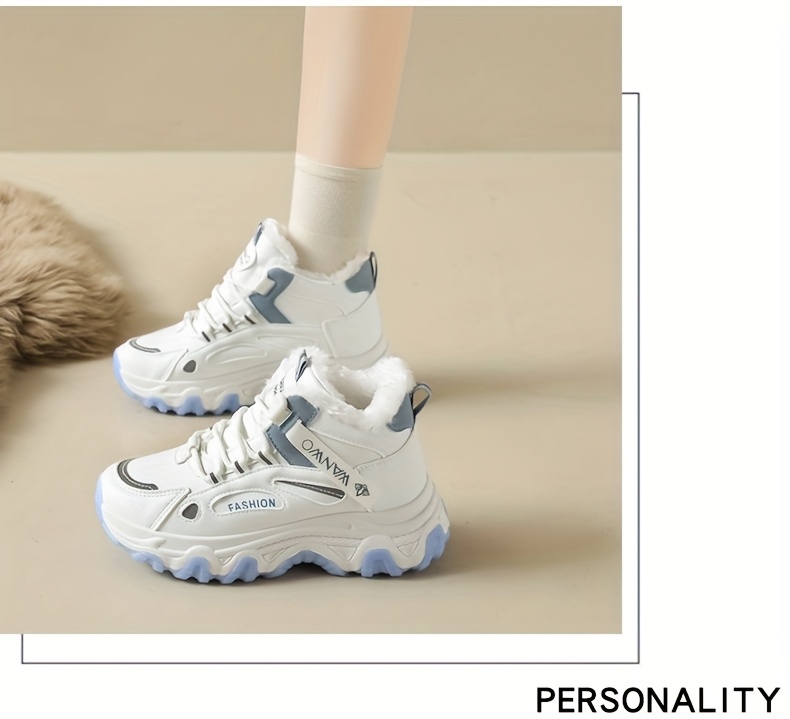 Women'S Winter Warm High-Top Sneakers - Thick Cushioned PVC Sole, Lace-Up Closure, Non-Slip Traction - All-Season Everyday & Formal Shoes - / - for, Ladies Sneakers