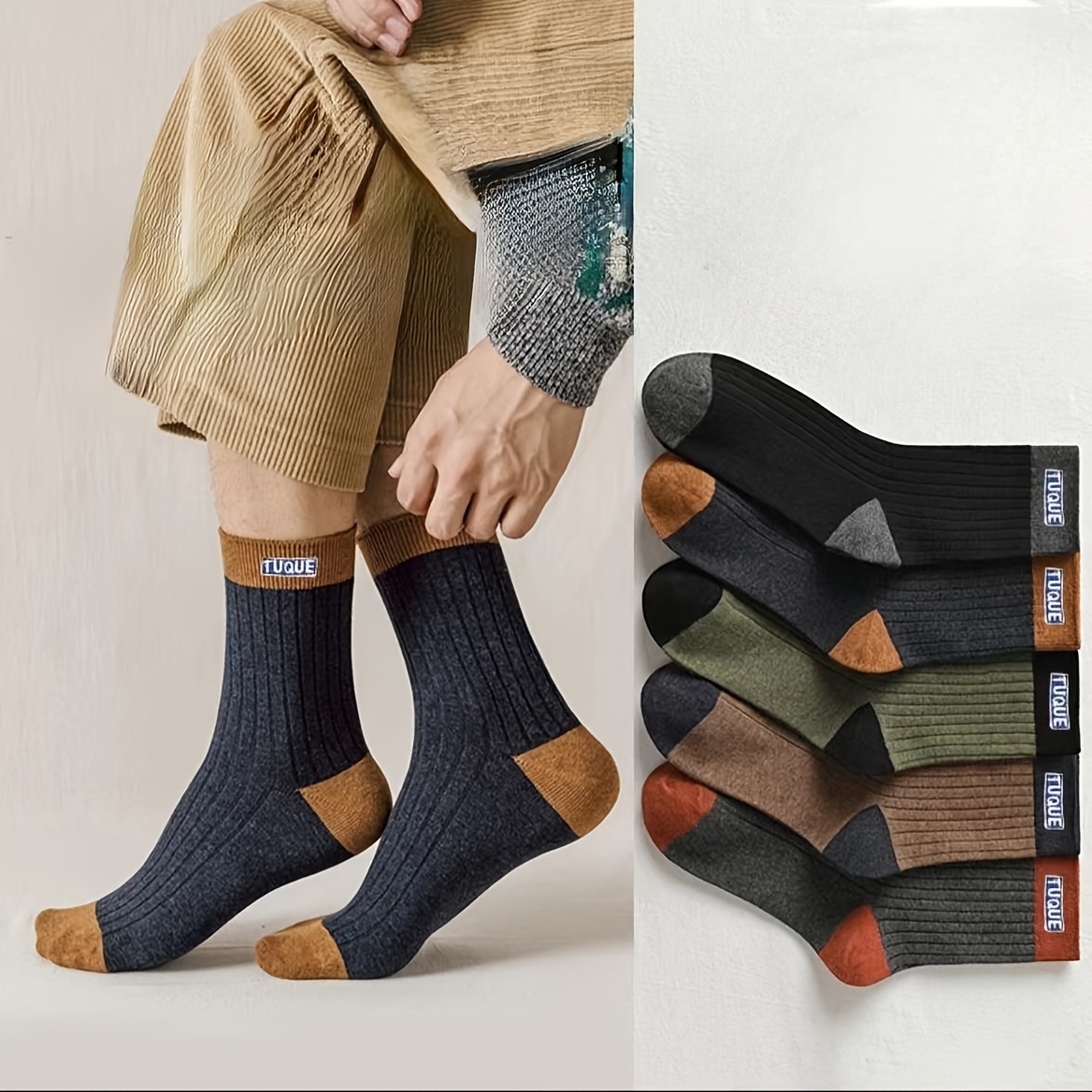 10pcs Men's Heavy-Duty Thermal Winter Tube Socks - Plush Knit All-Season Multi-Color Assortment (Black, Brown, Grey, Green, Beige) - Cushioned Tights for Sports, Business & Daily Wear - Machine Washable Bulk Socks, Winter Socks For Men, Thick Socks For Men, Shocks For Men, Winter Socks Men, Thick Socks Men, Socks Men Winter, Socks For Men Thick, Thermal Socks For Men, Winter Socks For Men Extreme Cold, Mens Thick Socks, Thermal Socks Men, Socks For Men Winter, Winter Socks
