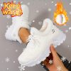 Women's Winter Snow Boots with Plush Fleece - Warm White Lace-Up Short Boots, Non-Slip PVC Sole & Round Toe for Ice & Snow, Cozy Casual Outdoor for Skiing, Travel, Walking (Easy-Care Fabric Upper)