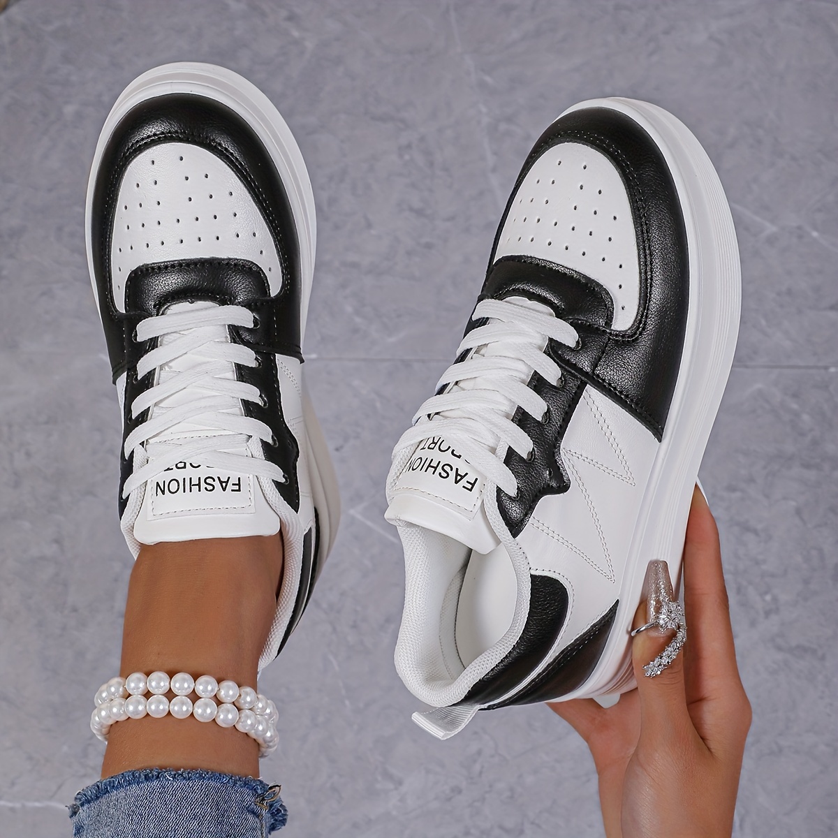 Women'S Slip-On Wedge Sneakers with Lace-Up Closure - White & Beige Breathable Mesh Upper, Cushioned EVA Insole & PVC Sole for All-Season Casual Wear, Comfortable Height Increase, Sleek Shoe Design