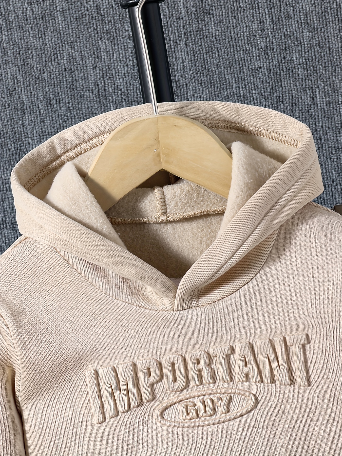 Boy's 2-piece Casual Co Ord Set, Long Sleeve Letter Embossed Hoodie And Jogger Pants, Comfy Spring Fall Clothes For Daily & Outdoor Wear