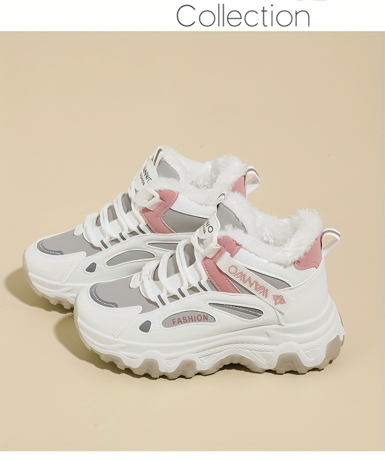 Women'S Winter Warm High-Top Sneakers - Thick Cushioned PVC Sole, Lace-Up Closure, Non-Slip Traction - All-Season Everyday & Formal Shoes - / - for, Ladies Sneakers