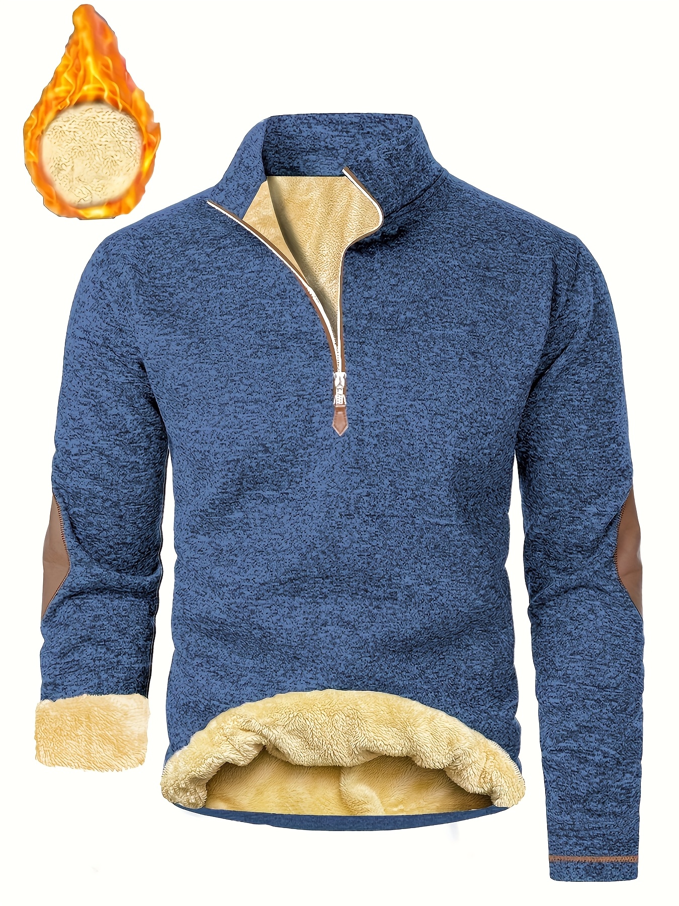 Men'S Cozy Fleece-Lined Zip-Up Sweater - Casual Stand Collar, Long Sleeve, Solid Color, Regular Fit, Perfect for Fall & Winter, Warm & Stylish Outerwear, Winter Clothing | Zipup Sweater | Fleece Lined Sweater, Knit, Men'S Collar/neck Sweater, Men'S Sweatshirt, Men'S Stand-up Collar Sweatshirt, Men'S Autumn/spring Clothes, Men Pullover, Men Winter Pullover, Men Clothe, Men Jumper