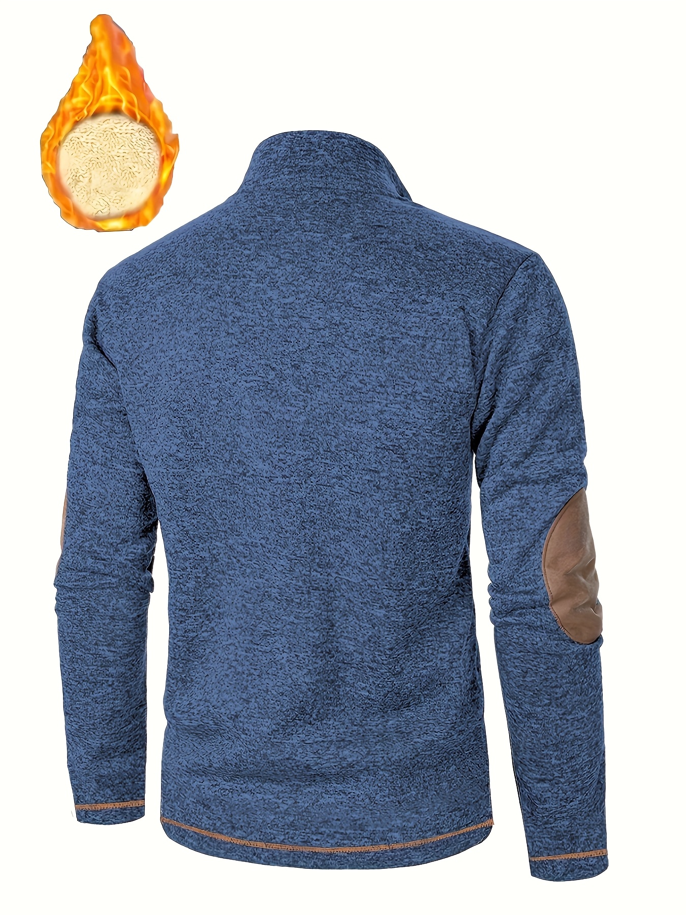 Men'S Cozy Fleece-Lined Zip-Up Sweater - Casual Stand Collar, Long Sleeve, Solid Color, Regular Fit, Perfect for Fall & Winter, Warm & Stylish Outerwear, Winter Clothing | Zipup Sweater | Fleece Lined Sweater, Knit, Men'S Collar/neck Sweater, Men'S Sweatshirt, Men'S Stand-up Collar Sweatshirt, Men'S Autumn/spring Clothes, Men Pullover, Men Winter Pullover, Men Clothe, Men Jumper - Image 10