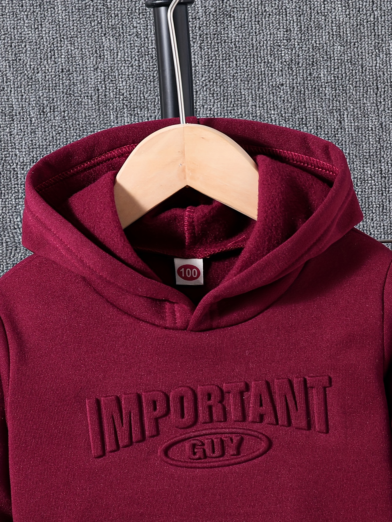 Boy's 2-piece Casual Co Ord Set, Long Sleeve Letter Embossed Hoodie And Jogger Pants, Comfy Spring Fall Clothes For Daily & Outdoor Wear