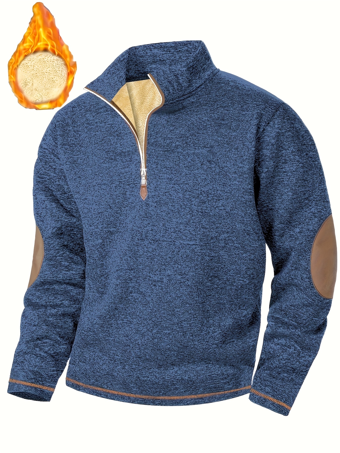 Men'S Cozy Fleece-Lined Zip-Up Sweater - Casual Stand Collar, Long Sleeve, Solid Color, Regular Fit, Perfect for Fall & Winter, Warm & Stylish Outerwear, Winter Clothing | Zipup Sweater | Fleece Lined Sweater, Knit, Men'S Collar/neck Sweater, Men'S Sweatshirt, Men'S Stand-up Collar Sweatshirt, Men'S Autumn/spring Clothes, Men Pullover, Men Winter Pullover, Men Clothe, Men Jumper