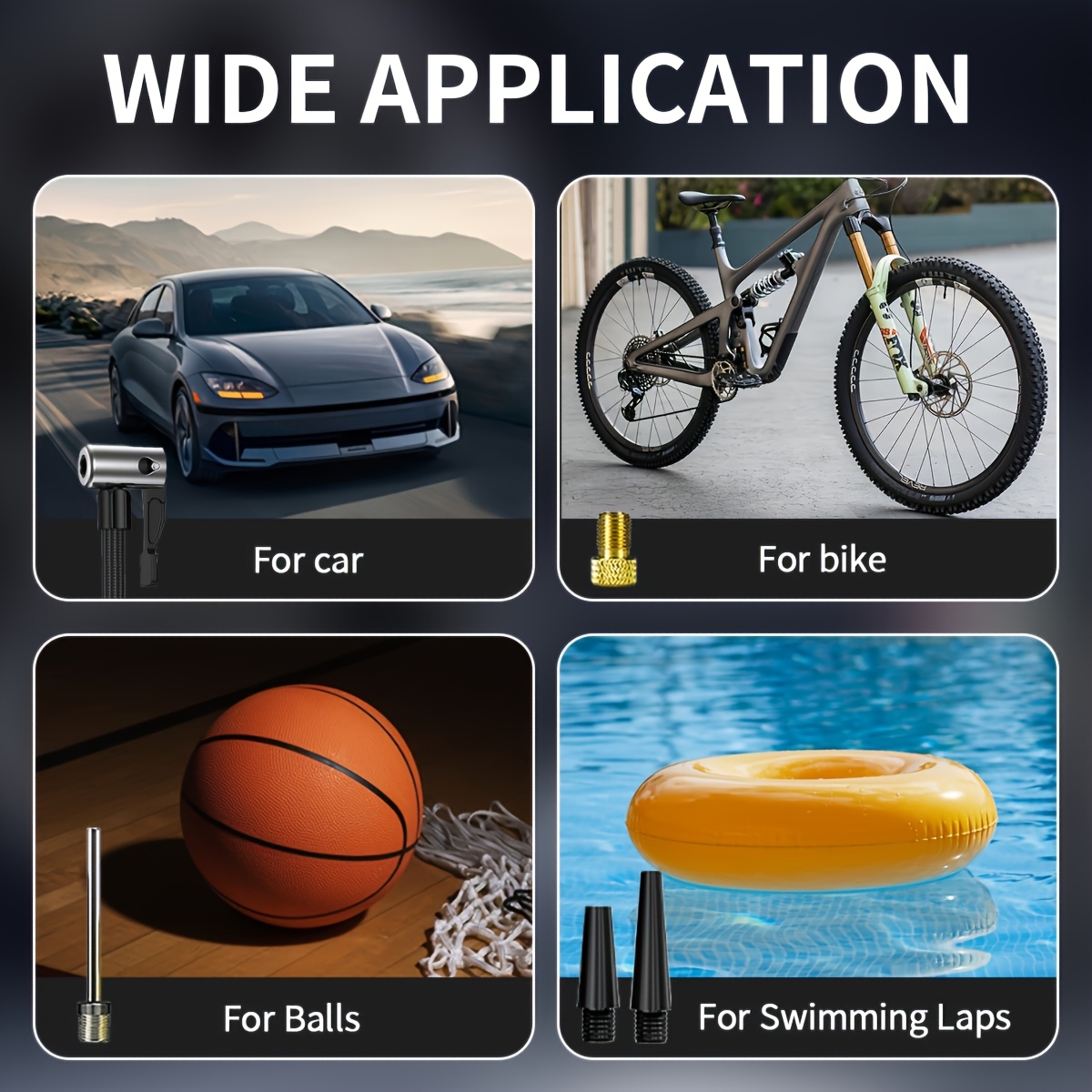 Portable Air Compressor Tire Pump, 150PSI Car Tire Air Pump with Tire Pressure Gauge, LED, 3x Faster One-Click Smart Wireless Tire Inflator for Cars, Motorcycles, Bicycles, Balls, etc - Image 9