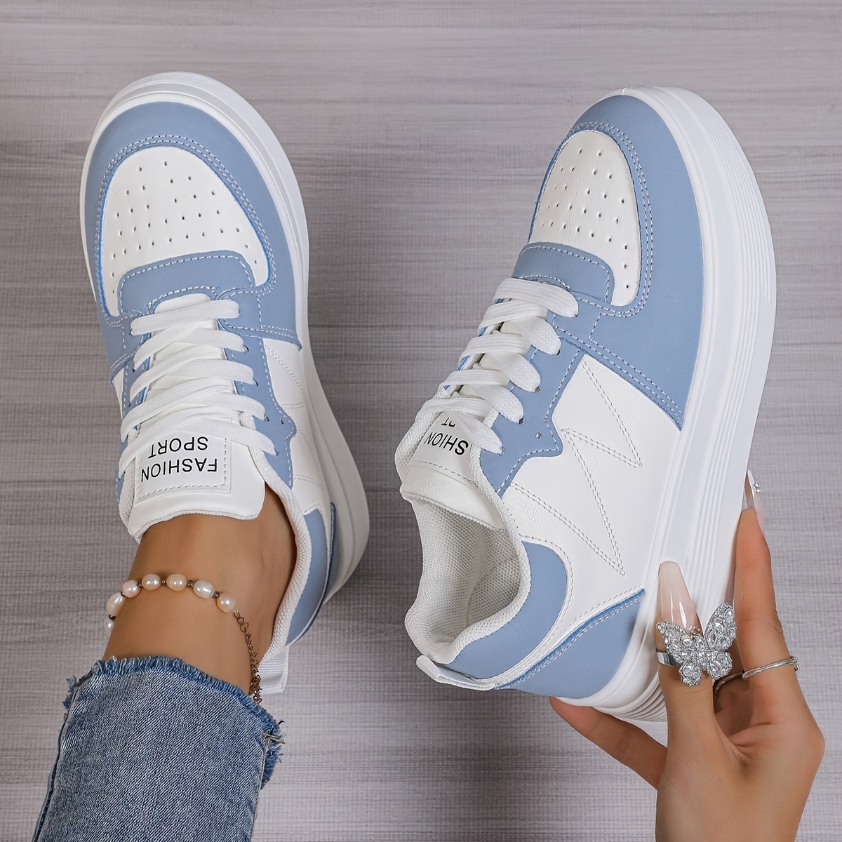 Women'S Slip-On Wedge Sneakers with Lace-Up Closure - White & Beige Breathable Mesh Upper, Cushioned EVA Insole & PVC Sole for All-Season Casual Wear, Comfortable Height Increase, Sleek Shoe Design