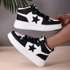 Women'S High-Top Sneakers - All-Season Lace-Up Shoes with Cushioned EVA Sole, Black & White colorway - Lightweight Sneakers for Gym, Running, Everyday - Synthetic Cover Upper & Breathable Fabric Lining - Non-Slip Streetwear Footwear, Gym Trainers, Sporty Design, Comfortable Fit, Women