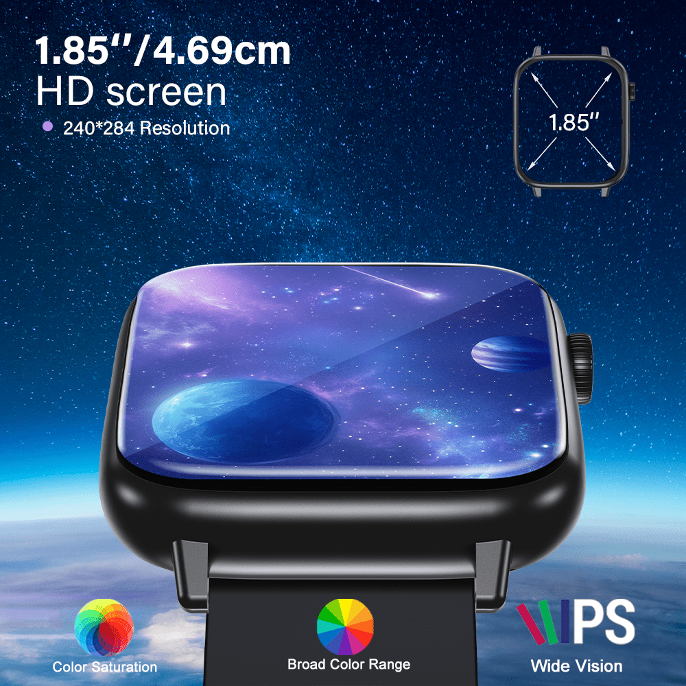 LAXASFIT Smart Watch for Men & Women - IP68 Waterproof, 4.7cm Full Touch Display, Wireless Calls, Music Control, Camera Remote, Alarm Clock, Stopwatch, Weather Reminder, Pedometer, Calorie Tracker, Distance Tracking, USB Rechargeable