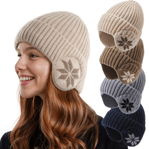 1pc Women's Fleece-Lined Winter Beanie Hat with Fleece Ears - Warm & Cozy Cap, Multi-Color Options (Black/White, Brown, Grey, Navy, Dark Blue, Light Brown, Dark Grey, Black) | Hand Washable, Breathable & Durable Outdoor Sports Cap for Skiing, Snowboarding, Cold Weather | Stylish Winter Headwear (No Battery/Elastic-Free Fit) - Multi-Color Options Available, Printed Brimless Winter Hat, And Creative Autumn And Winter Hats, Winter Accessories for Women, Hat for Women Winter,