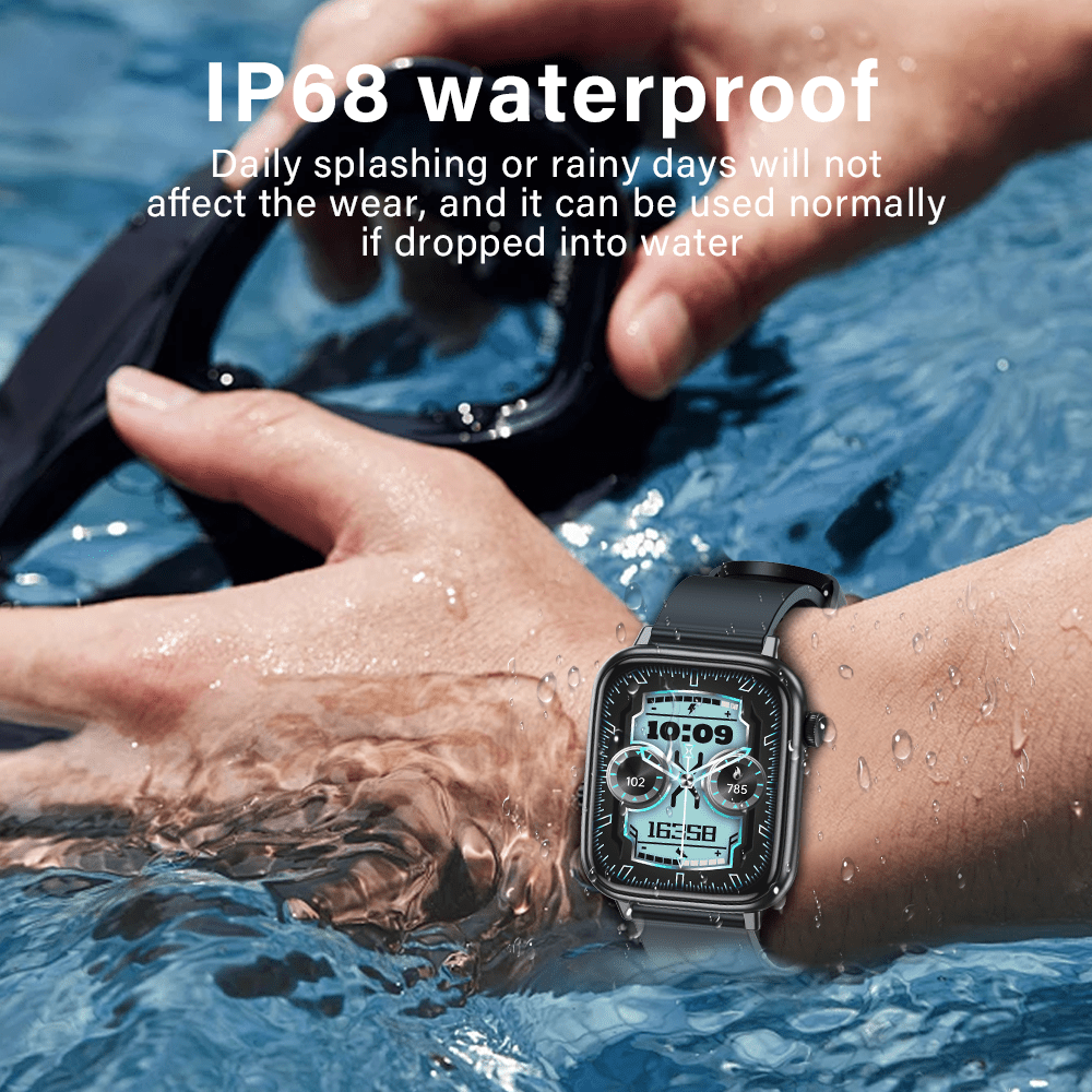 LAXASFIT Smart Watch for Men & Women - IP68 Waterproof, 4.7cm Full Touch Display, Wireless Calls, Music Control, Camera Remote, Alarm Clock, Stopwatch, Weather Reminder, Pedometer, Calorie Tracker, Distance Tracking, USB Rechargeable