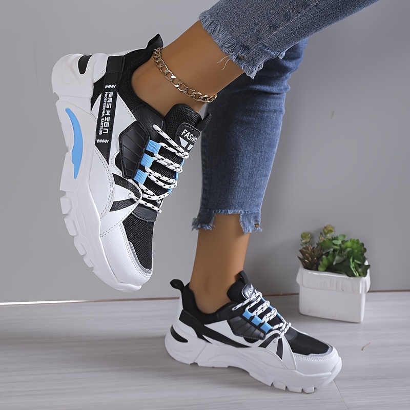 Women'S Lightweight Height-Boosting Sneakers - Stylish Color-Blocking Design, Comfortable Fabric & Synthetic Upper, EVA Sole, All-Season Versatile Shoes for Casual & Formal Outfits, Versatile Fashion Shoes | Colorblock Sneakers | EVA Sole Sneakers