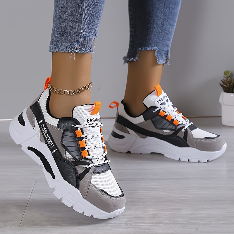 Women'S Lightweight Height-Boosting Sneakers - Stylish Color-Blocking Design, Comfortable Fabric & Synthetic Upper, EVA Sole, All-Season Versatile Shoes for Casual & Formal Outfits, Versatile Fashion Shoes | Colorblock Sneakers | EVA Sole Sneakers
