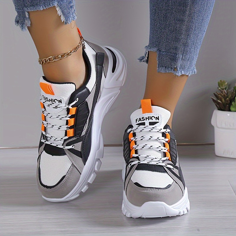 Women'S Lightweight Height-Boosting Sneakers - Stylish Color-Blocking Design, Comfortable Fabric & Synthetic Upper, EVA Sole, All-Season Versatile Shoes for Casual & Formal Outfits, Versatile Fashion Shoes | Colorblock Sneakers | EVA Sole Sneakers