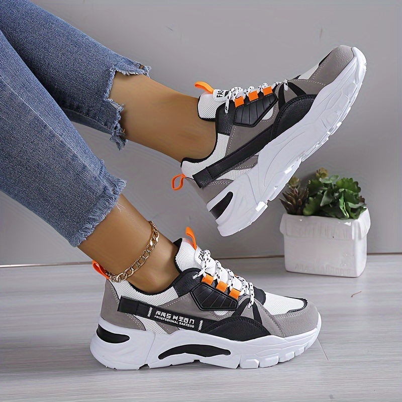Women'S Lightweight Height-Boosting Sneakers - Stylish Color-Blocking Design, Comfortable Fabric & Synthetic Upper, EVA Sole, All-Season Versatile Shoes for Casual & Formal Outfits, Versatile Fashion Shoes | Colorblock Sneakers | EVA Sole Sneakers
