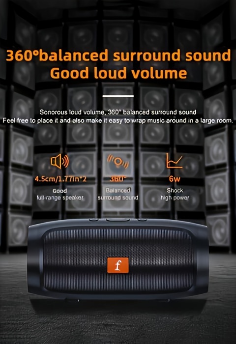 Large Volume Wireless Desktop Speaker with Ambient Light - Stylish Black Design, USB-C Charging, 5W Rated Power, Perfect for Home Office or Living Room Decor, Birthday Gift, 1pc, Speaker for Home Offic