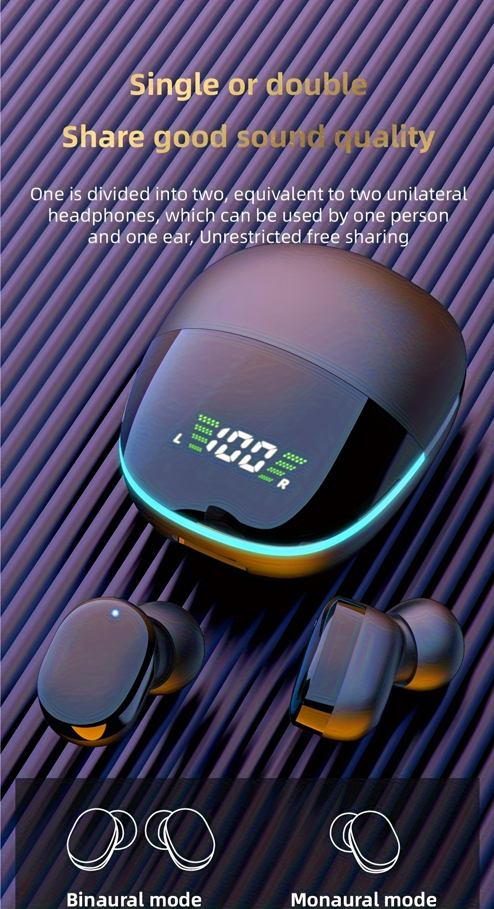 TWS Wireless Earphones with LED Display, Touch Control In-Ear TWS Wireless Earbuds, Sports, Music, Gaming Headphones, Compatible with Ios/Android, Wireless Headphones