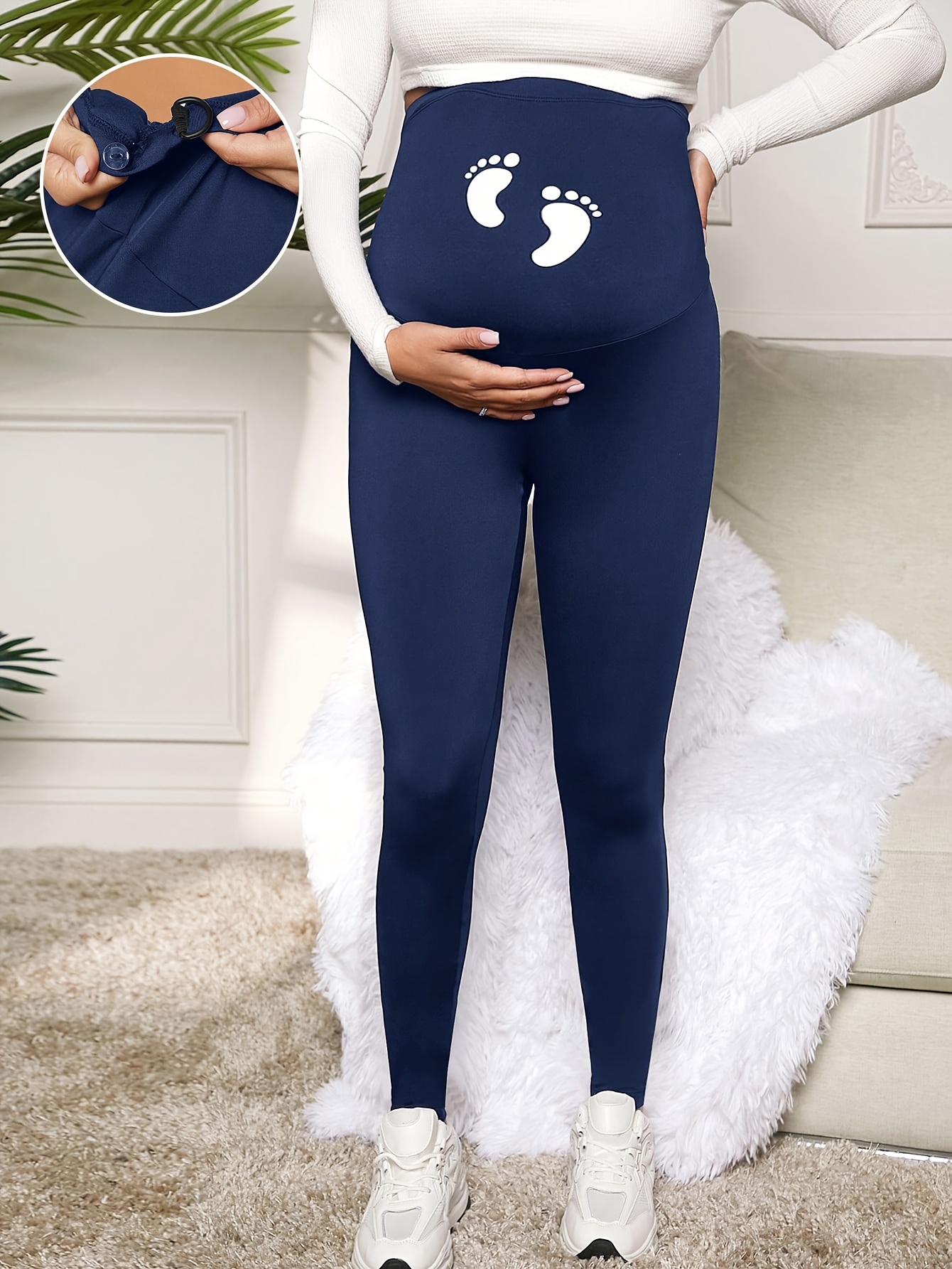 [Maternity Fitted Leggings] High-Waisted Adjustable Long Leggings - Maternity Knitted Fitted Design (YY236)