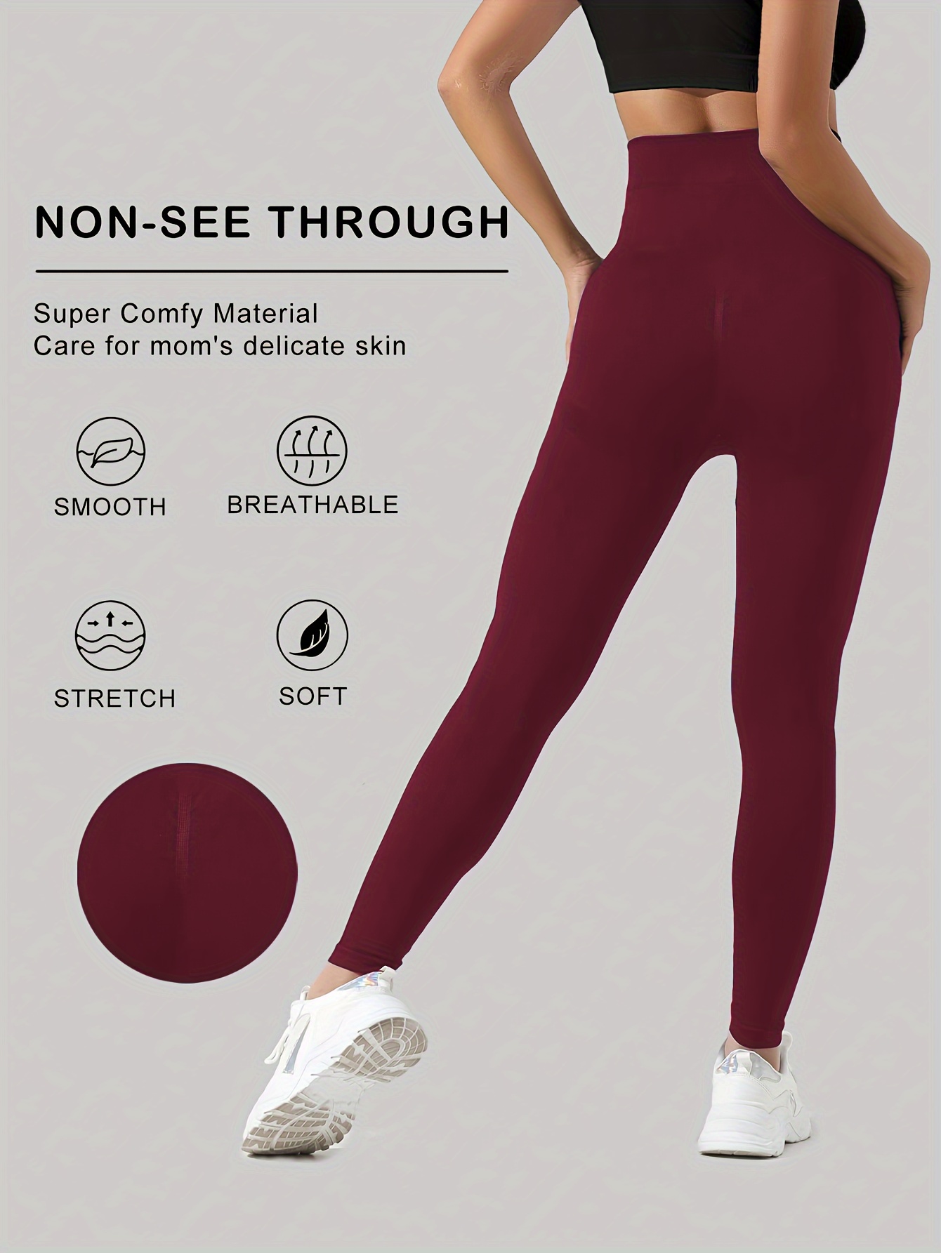 3Pcs Women's Solid Color Maternity Leggings, Slim Fit High Stretchy Yoga Sports Pants For Pregnant Women