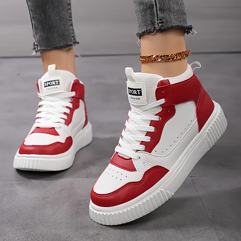 Cyber Monday Women's Casual High-Top Sneakers - Black and White Color Block Design for Campus Fashion, Youthful and Energetic, Trendy and Versatile. Comfortable Soft EVA Sole, Spring and Winter Lace-Up Fashion Shoes, Warm and Lightweight, Classic