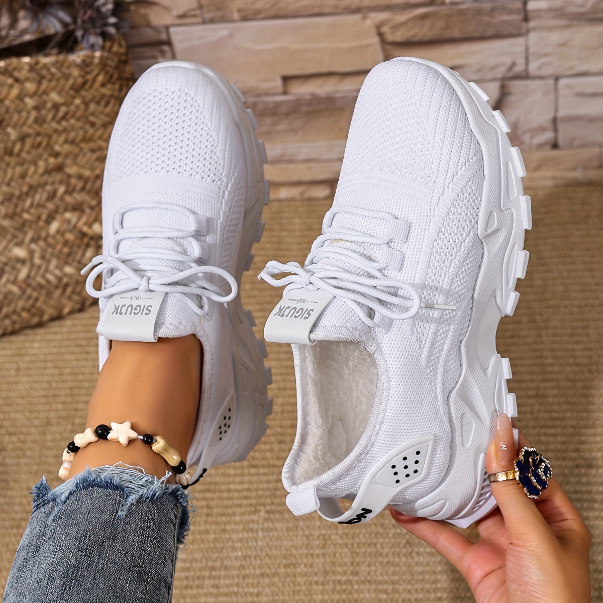 Women's Fashion Breathable Knit Sneakers, New Spring/Autumn Casual Lightweight Soft-Sole Walking Shoes, Comfortable Low-Top Running Shoes for Outdoor Use - Image 5