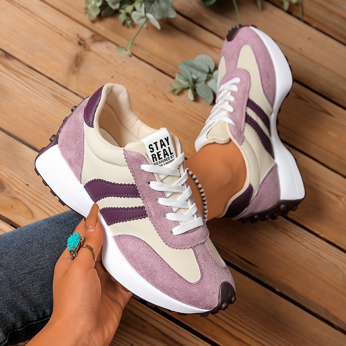 Women's Low-Top Chunky Platform Sneakers - Lace-Up Round-Toe White/Black/Grey/Beige Casual with Cushioned Rubber Sole, All-Season Versatile s (Faux /Fabric Upper) for Jeans, Dresses & Office Wear