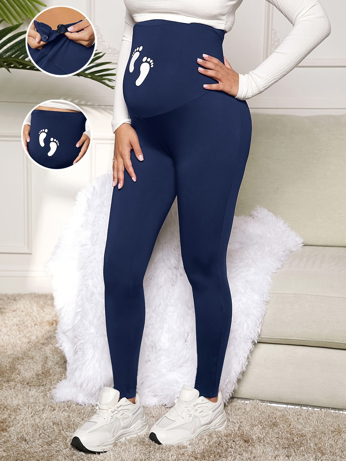 [Maternity Fitted Leggings] High-Waisted Adjustable Long Leggings - Maternity Knitted Fitted Design (YY236)