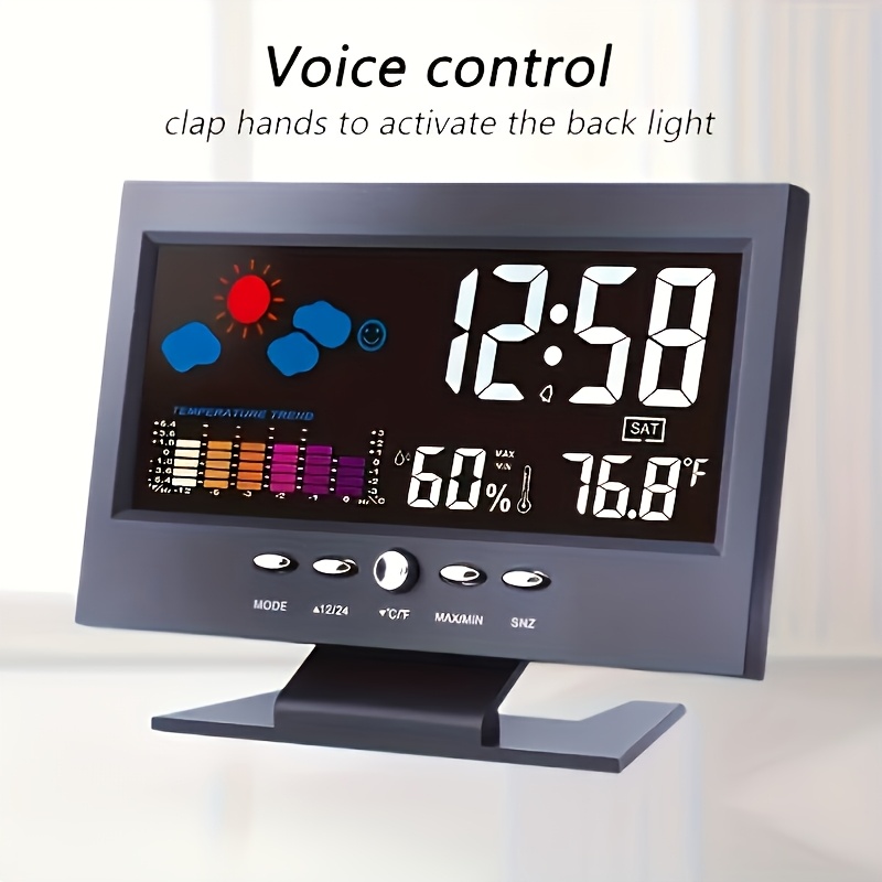 Voice-Controlled Weather Station with Color LCD Display - Measures Temperature, Humidity, Wind Speed & Direction | Durable Plastic, Battery Operated, No Food Contact, Adult Use Only, Weather Station
