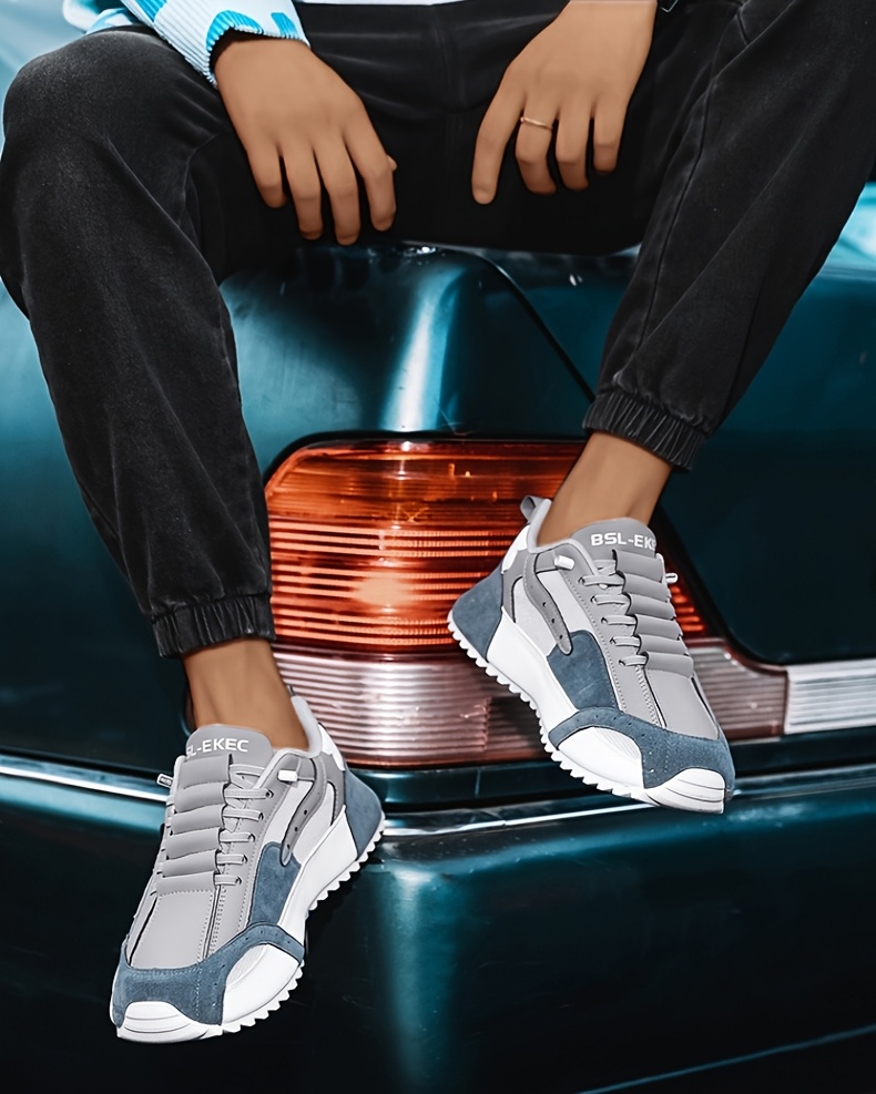 Men's Plus Size Casual Sneakers - Breathable Fabric Low-Top Lace-Up Shoes with PVC Sole, All-Season Versatile Design for Daily Wear & Light Sports, Olive Green & White, Active Lifestyle, Sporty Look, Secure Closure, Athletic Footwear, Everyday Wearers