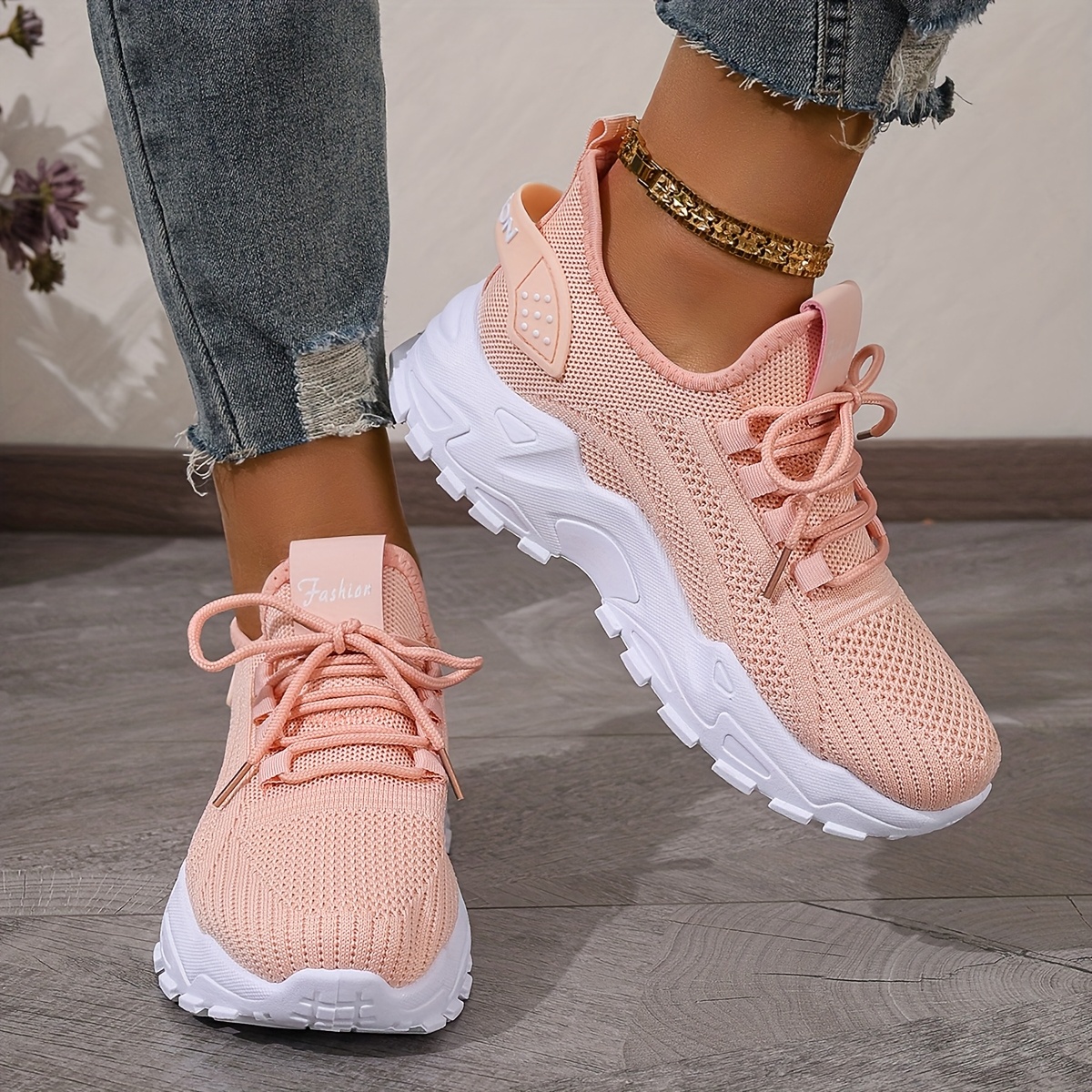 Women's Fashion Breathable Knit Sneakers, New Spring/Autumn Casual Lightweight Soft-Sole Walking Shoes, Comfortable Low-Top Running Shoes for Outdoor Use